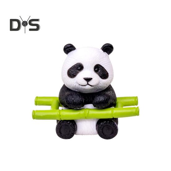 8Pcs/Set Bamboo Panda Figurine PVC Sitting Lying Lucky Panda Statue Sculpture Mini Animal Model Home Office Desktop Decoration Ornament