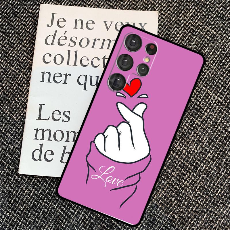 Kpop Finger Heart Case For Samsung Galaxy S25 Ultra S20 S21 S22 S23 S24 Ultra S9 S10 Plus S24 FE Back Cover