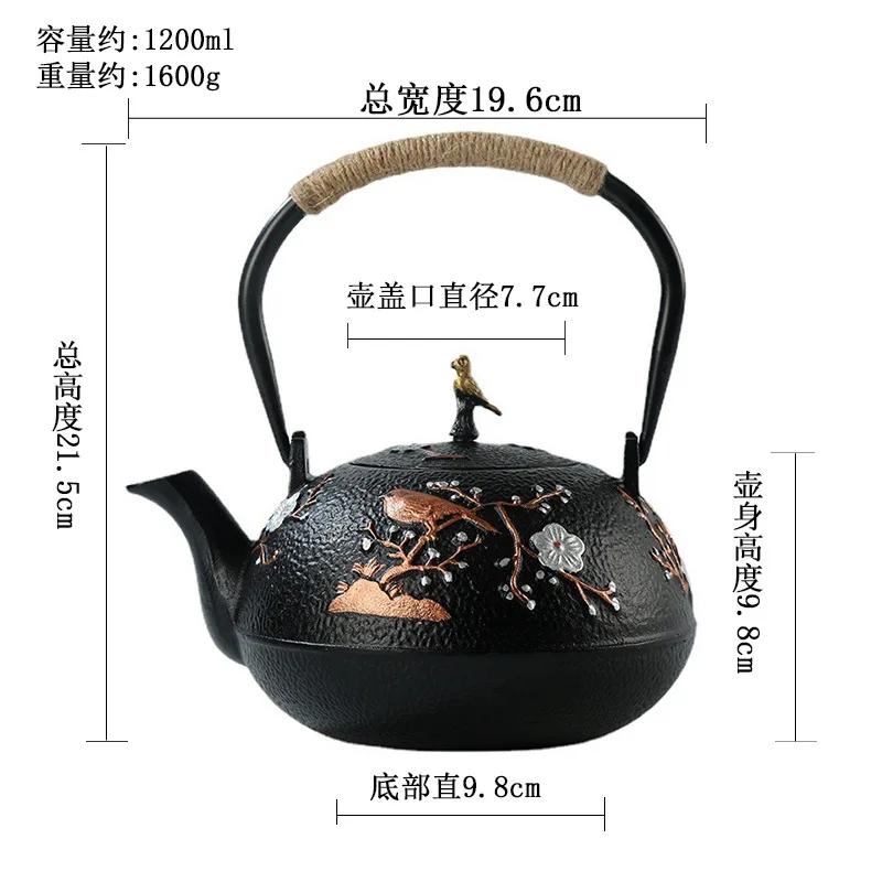 Ceainic din fontă, stil japonez, lucrat manual, pentru fierberea apei și prepararea ceaiului, accesorii pentru ceai Kung Fu acasă