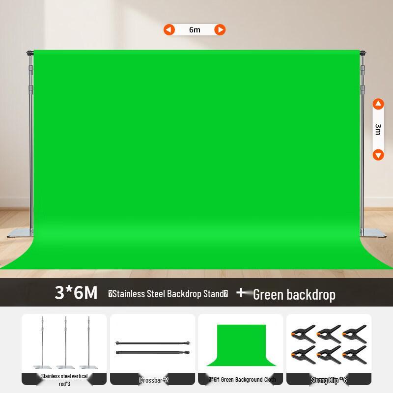 OLOEY Stainless Steel Telescopic Background Stand Kit with Green Screen