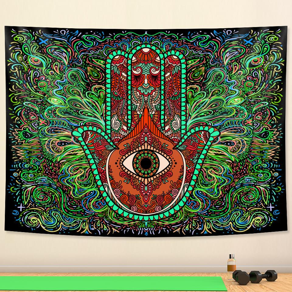 Lucky Hand Home Decoration Tapestry Wall Hanging Mandala Witchcraft Tapestry Yoga Mat Bohemian Upholstered Sofa Blanket