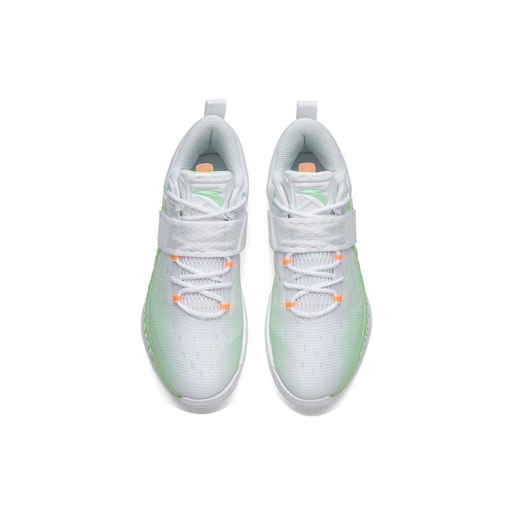 New Anta Hengsao4 Cushioning Anti Slip Wear Resistant Breathable Lightweight Rebound Low Top Basketball Shoes White Green 112231608-1