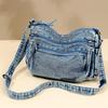 Retro Denim Single Shoulder Crossbody Bag - Large Capacity, Casual & Trendy