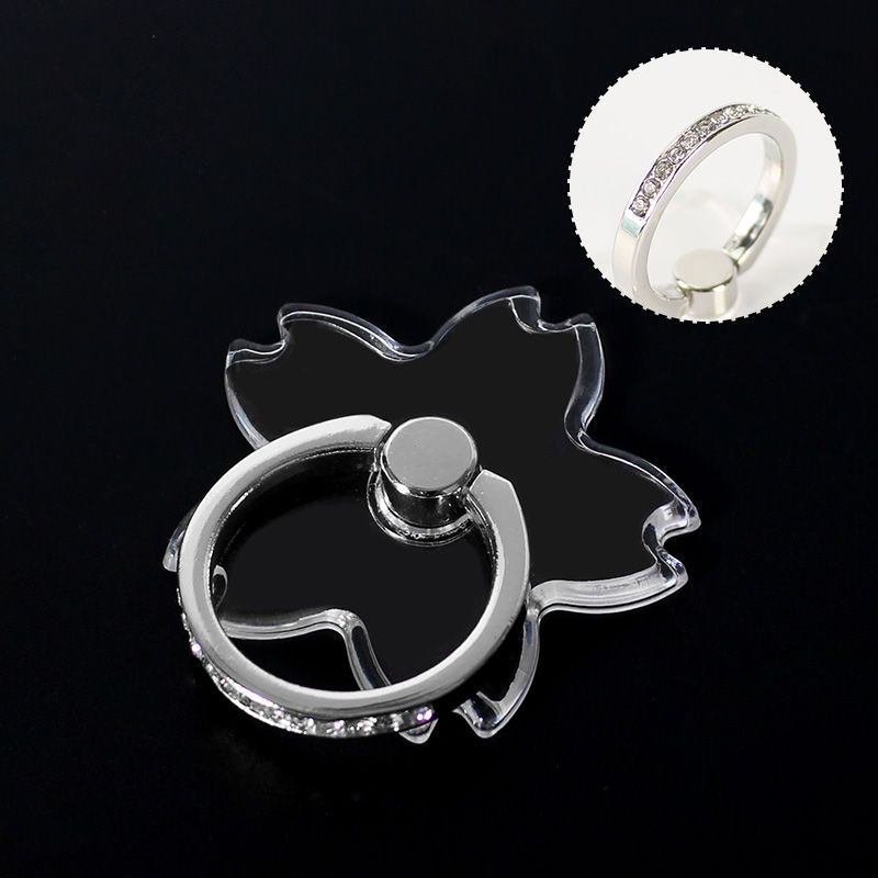 Mobile Phone Clear Finger Ring Holder for iPhone 17 Xiaomi Folding Butterfly Phone Stand Sticker Transparent Sakura Ring Bracket