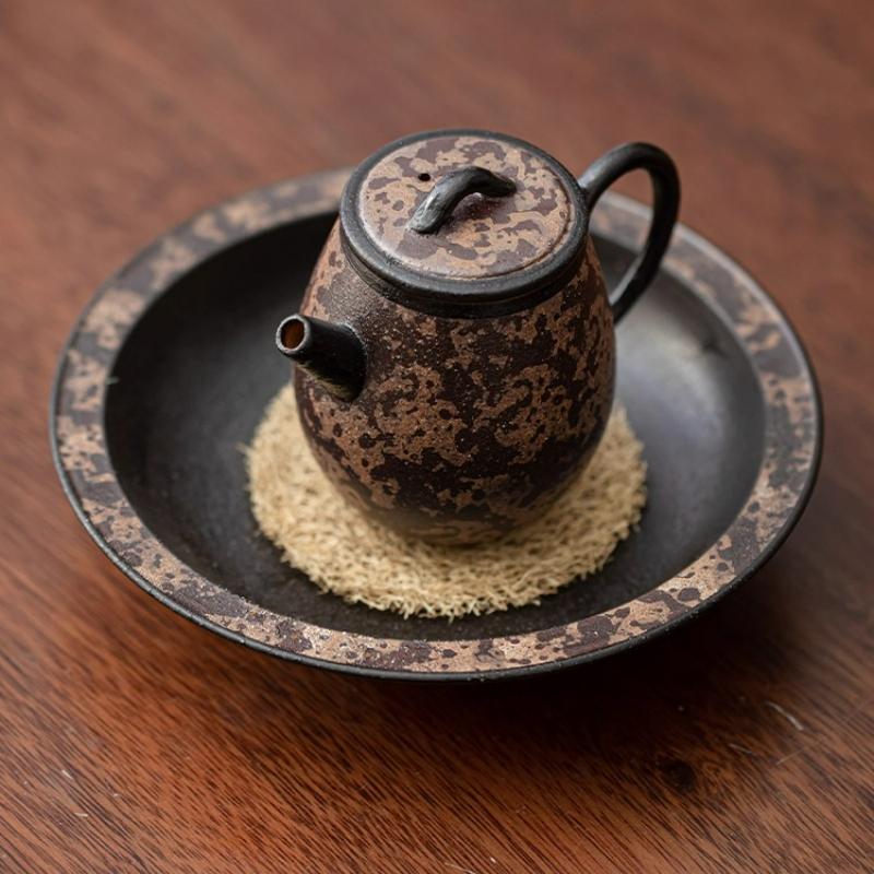 Handmade Ceramic Teapot Agarwood Glaze Ball Filter Teapot for Gongfu Tea Ceremony Home Brewing Tea Set Gift Idea