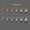 Zirconia Inlaid 316L Stainless Steel S-Shaped Nose Stud Earring Body Piercing Jewelry