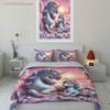 Unicorn Decor Set For Nursery Multiple Sizes Kid's And Adults' Bedroom Exquisite 3PC Bedding Set, Gift