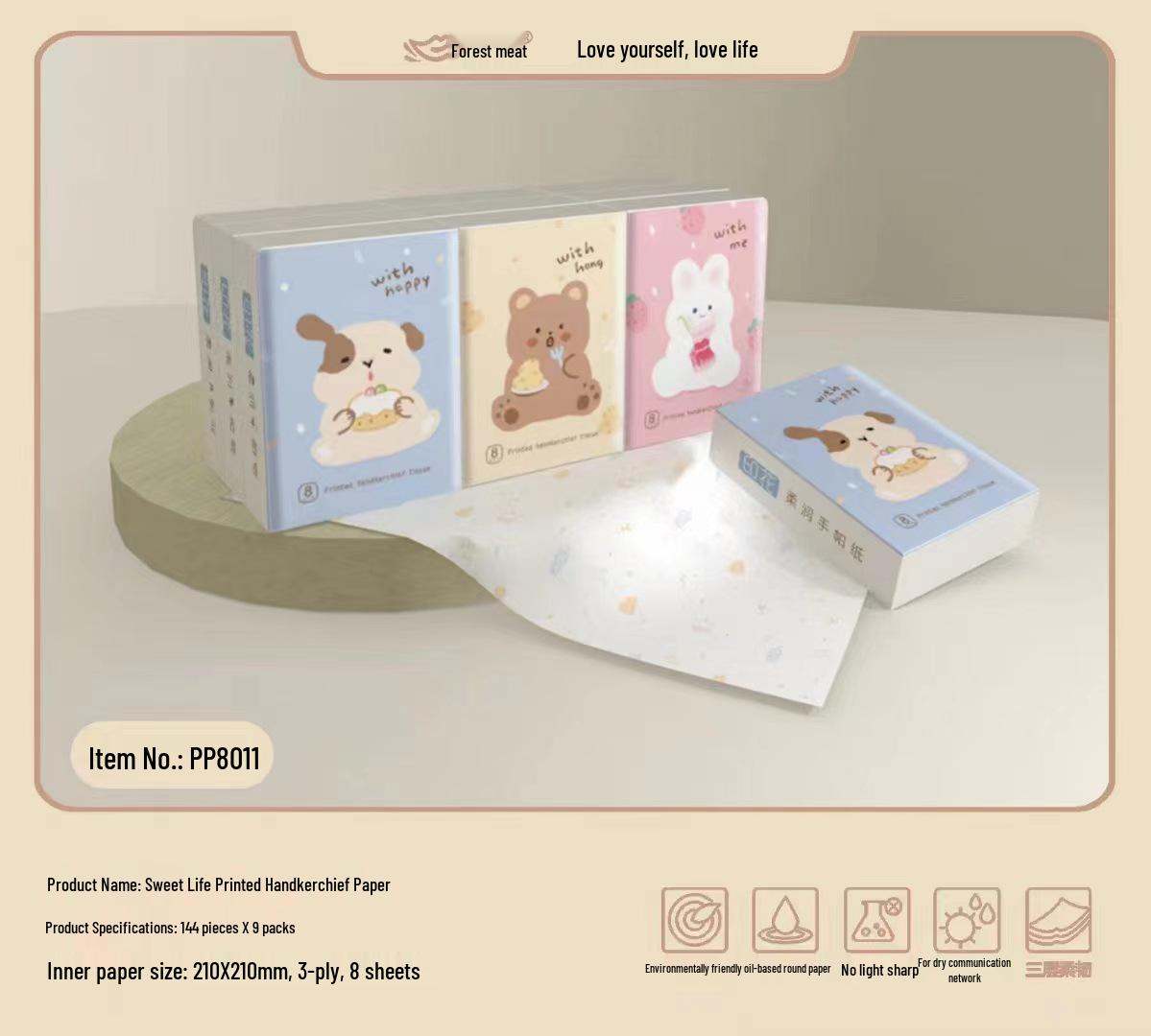 Compact Printed Handkerchief Tissues - Portable Mini Pack Napkins