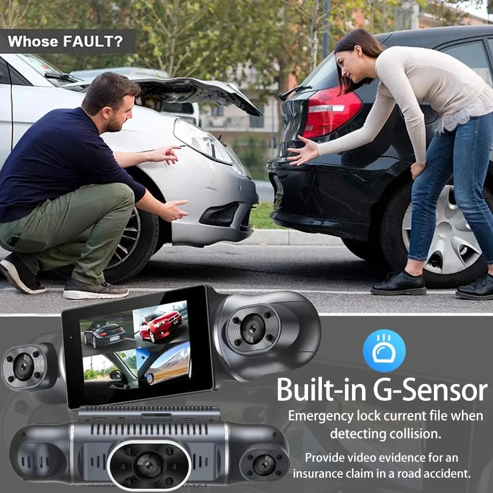 4Lens 3-calowa kamera samochodowa 1080P do samochodów WIFI APP Rejestrator wideo 360° Rejestrator samochodowy Kamera cofania Monitor parkowania Czarne pudełko Akcesoria samochodowe