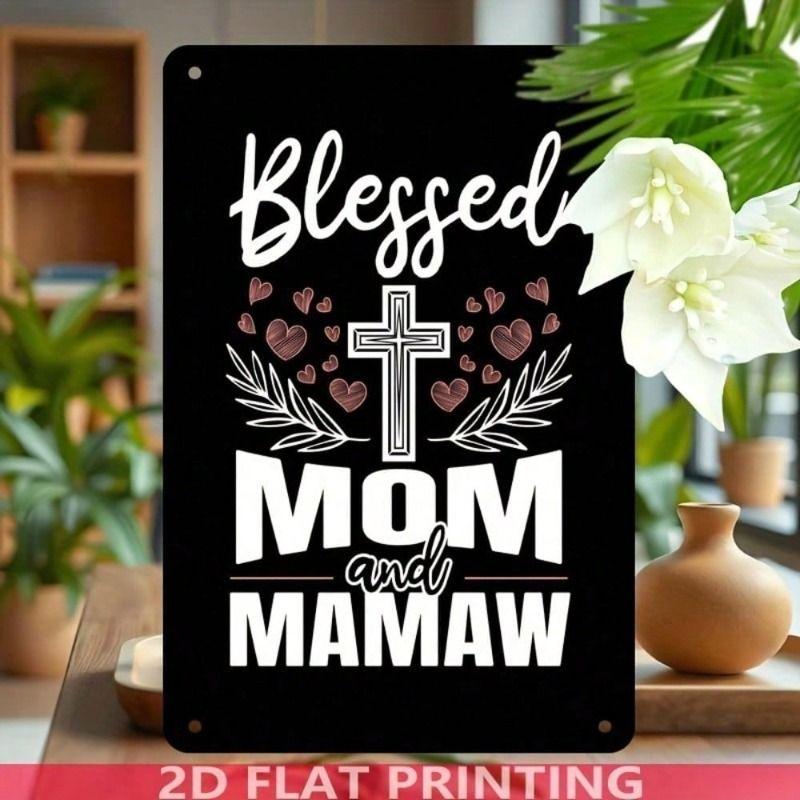 Metal Wall Art Poster, Gift for Mom from Daughter Son, Black Heart Shape Rectangle for Living Room Decor