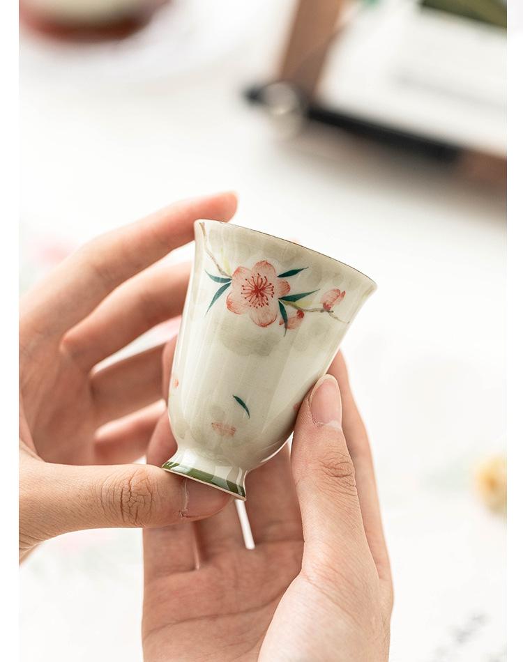 Hand-painted Peach Blossom Master Cup Tea Cup Ceramic Single High-footed Fragrant Cup Teacup Kung Fu Tea Set To Drink Tea