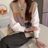 DIMANAF 2024 Winter Autumn Women Plaid Sleeveless Vest Sweaters Knitting Fashion Oversize Casual Style Loose Sweater