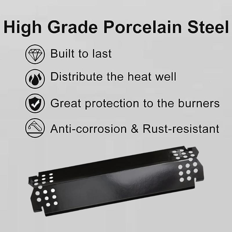 Porcelain-Coated Steel Heat Plate Replacement for 97461, Four-Piece Barbecue Part Set for Cooking Zone Heat Balance and Routine Equipment Care