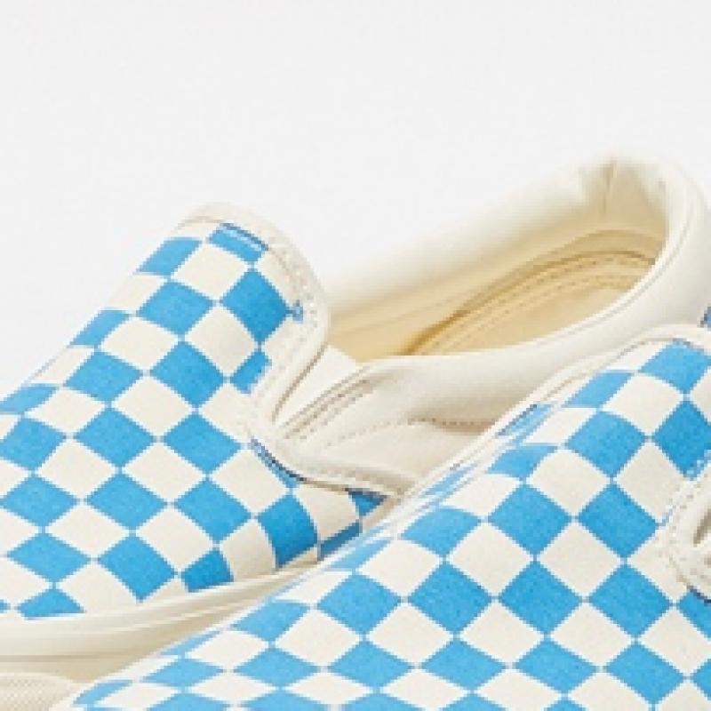 Vans Mte Slip On Issue 98   Checkerboard Cyan Blue Vn000cwa0h71