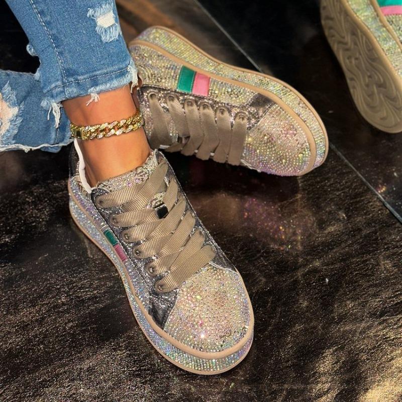 Fashion Women Sneakers 2025 New Sparkles Luxury Platform Designer Shoes for Woman Trainers Rhinestone Fashion Casual Sneakers Women