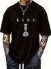 Casual ShortSleeve Round Neck Top for Unisex Featuring a Black Chess King Pattern