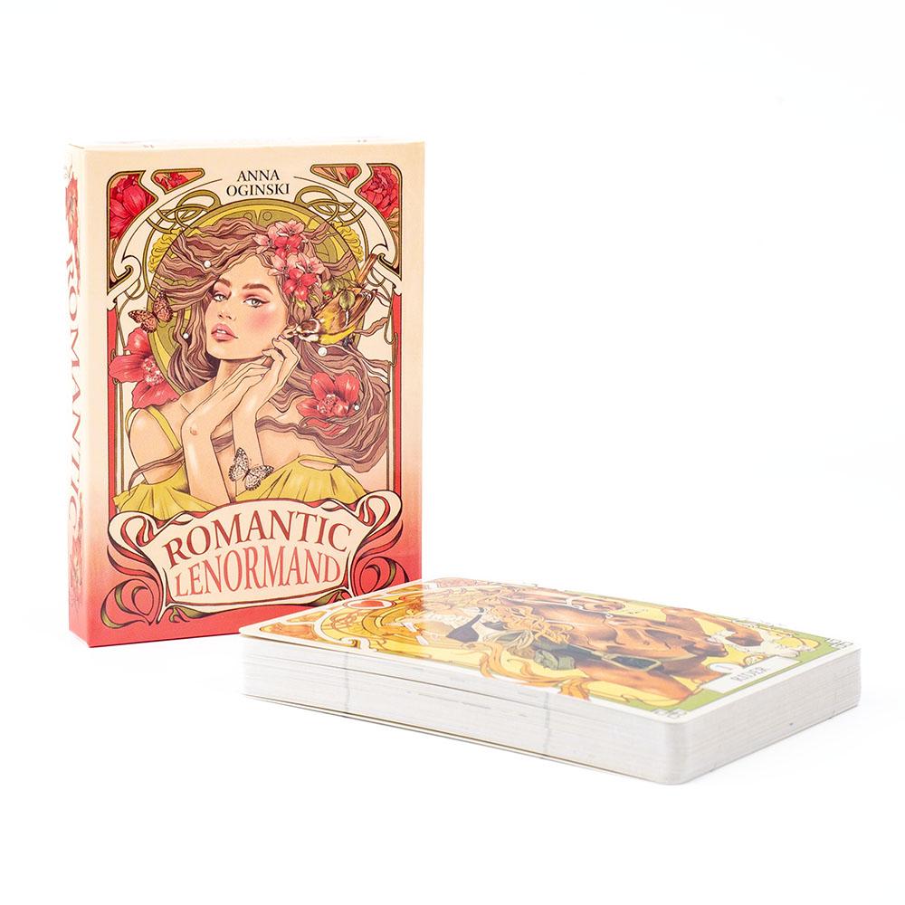 Romantic Lenormand Oracle Cards 37Pcs Deck English Vision Art Nouveau Floral Motifs for Party Board Playing Games