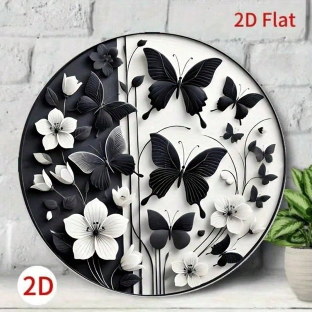 

3D Butterfly & Floral Metal Wall Art Stickers, Self-Adhesive Home Decor Removable Peel Stick Art for Room 20x20 разноцветный