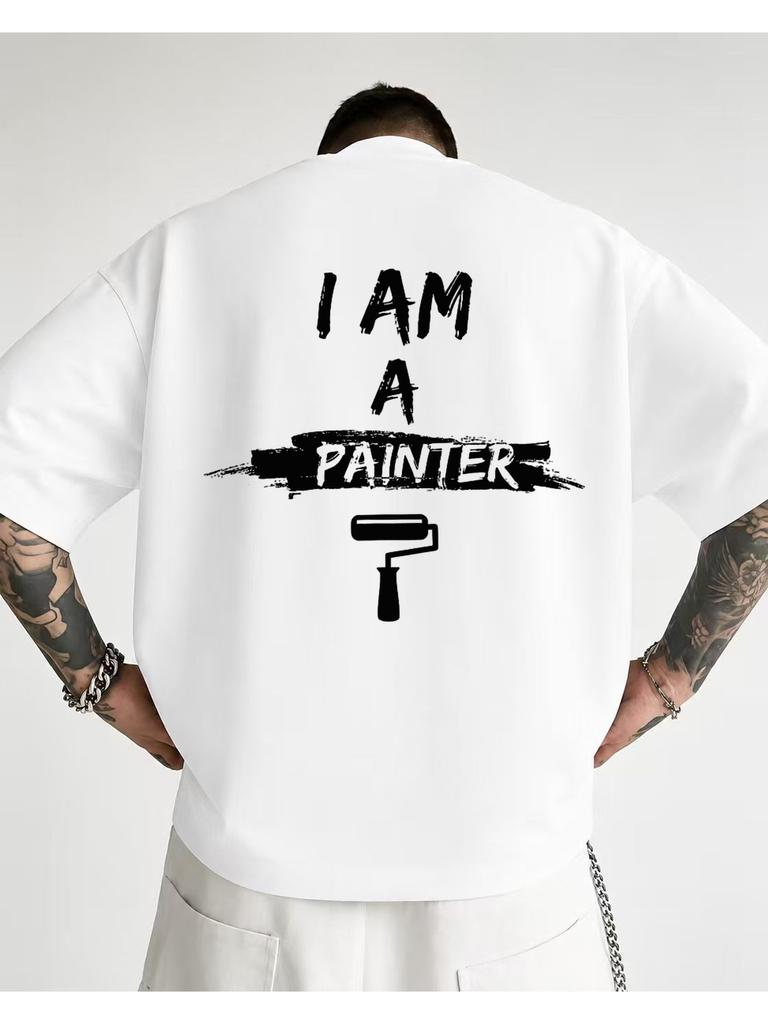 1pc Teenager'S Graphic T-Shirt I Am a Painter Print Short Sleeve Crew Neck for Teenagers, For Teenager