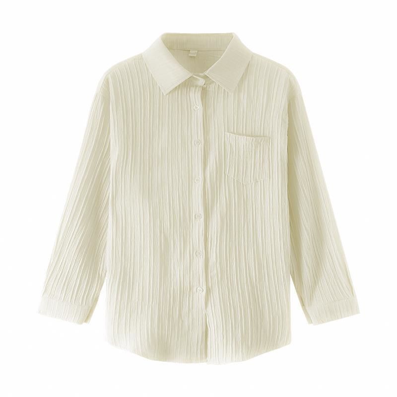 Women's Striped Shirt Chiffon Top Long Sleeved Thin Sun Protection Summer Loose Shirt