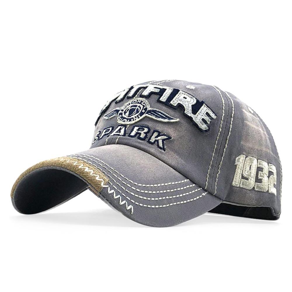 

Vintage Letter Embroidery Baseball Caps Hip Hop Denim Sunscreen Hats Men Women сірий