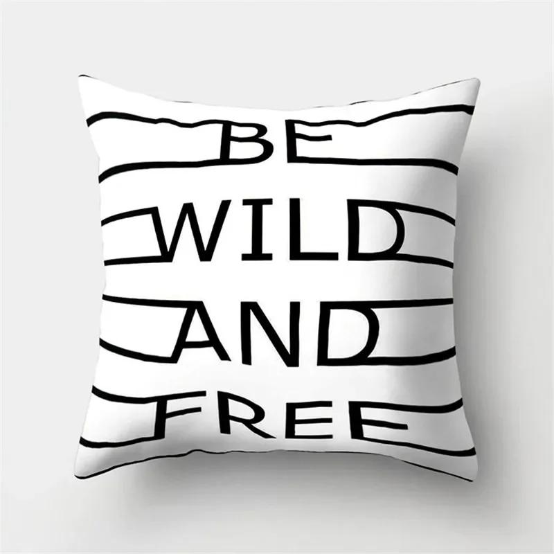 White Black Geometric Cushion Cover x Pillowcase Sofa Decor Polyester Home