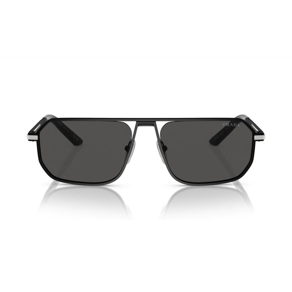 Prada Irregular Shape Sunglasses With Decorative Temples Men Sunglasses Black PRA53S1BO5S0