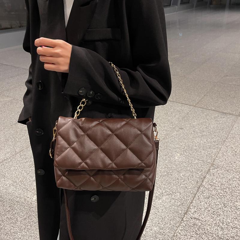 Yogodlns текстура ромб однотонная сумка через плечо с клапаном для женщин цепочки декоры — фото 7