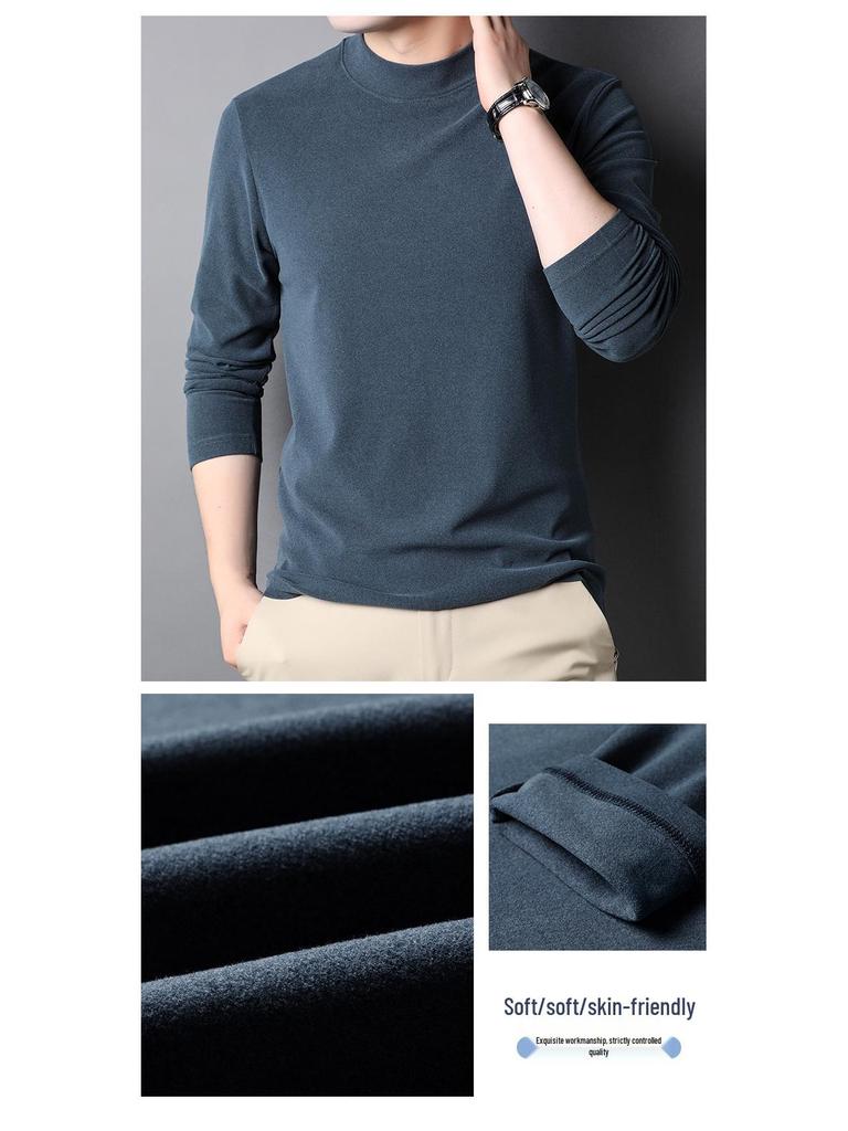 Men's Self-Heating Double-Sided Fleece Half-High Collar Sweatshirt - 2025 Autumn/Winter New Style Base Layer