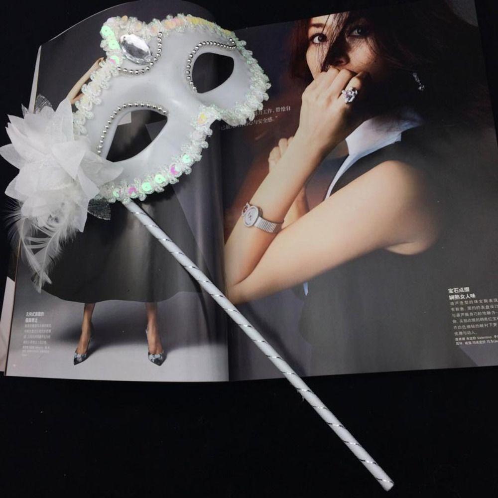 Venezianische Party Handheld Masken Ballmasken mit Stiel Seitenblume Festival Kostümparty Halbmaske Karnevalsparty