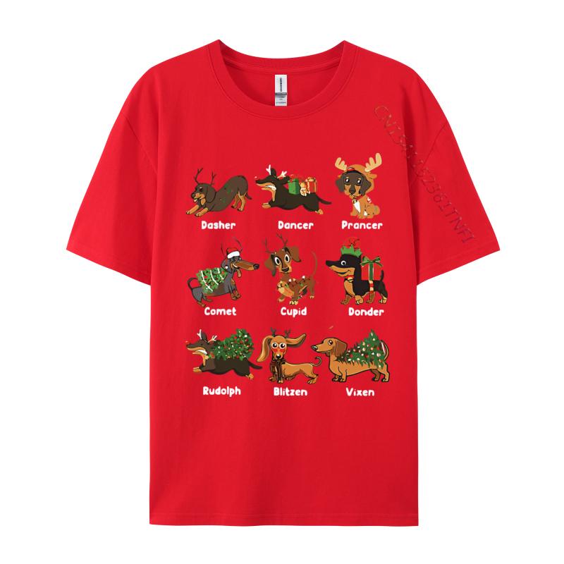 Christmas Deer Dachshund Xmas Tshirt Fitness Top Tshirts Cotton Tops Shirts for Unisex Xs Graphic T Shirts