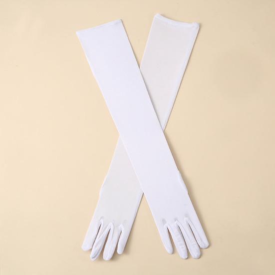 1 Pair Gloves Thin Mesh See-through Stage Performance Pole Dancing Full Fingers Breathable Soft Anti-slip Solid Color Bride Wedding Gloves
