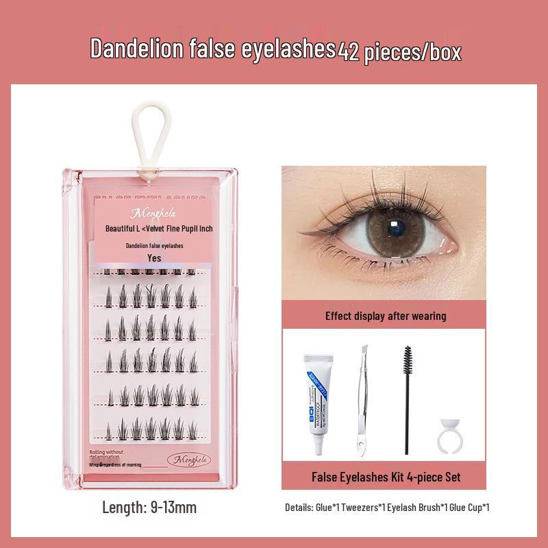Menghela Big Eye Natural Curled False Lashes - Thin Stem Single Cluster for Lengthening