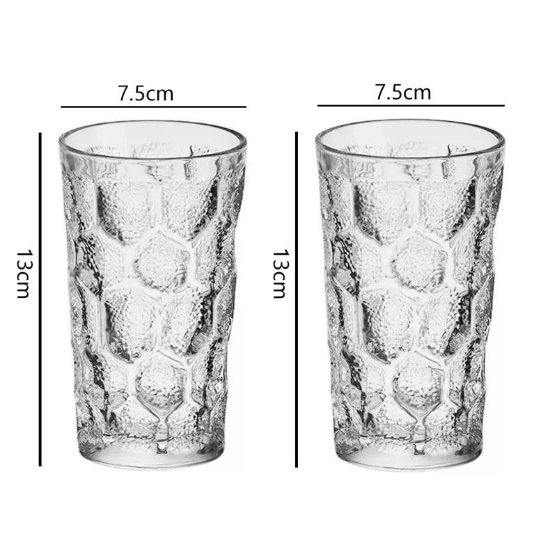 238ml/300ml Colorful Glass Cups Honeycomb Patterned Beverage Cup Wine Glass Bar Cocktail Glass Summer Home Juice Soda Water Cups