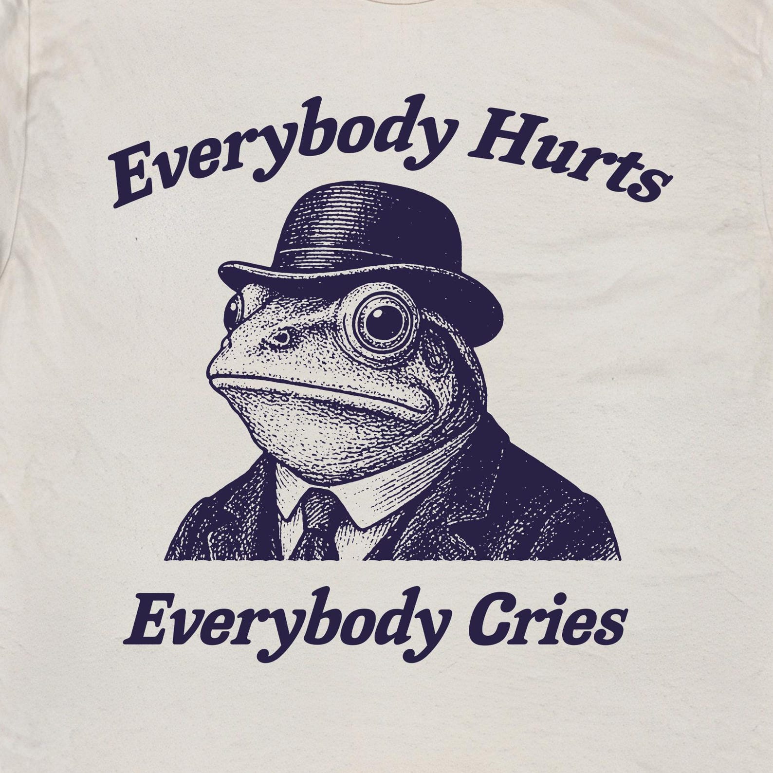 Frog Everybody Hurts Everybody Cries Shirt, Funny Sad Frog Meme Vintage T-Shirt M