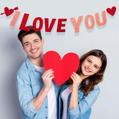 Valentinstag "LIEBE" Hängedekoration Glitzer Herz Anhänger für Party Hochzeit Raumdekoration Festliche Atmosphäre Romantisches Geschenk für Paare