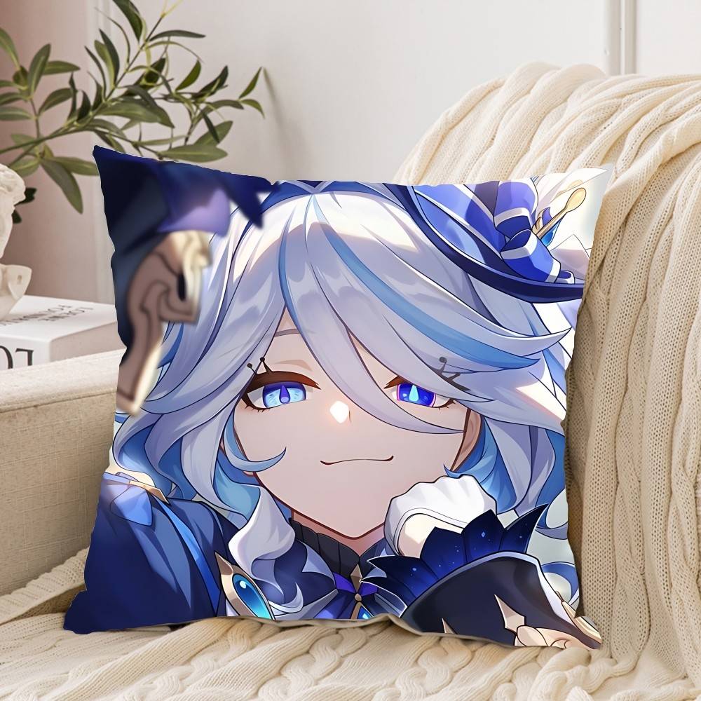 Cute F-Furina G-Genshin Impact Pillow Case Cushion Cover Soft Cute Throw Pillow Case For Car Sofa Pillowcase Polyester