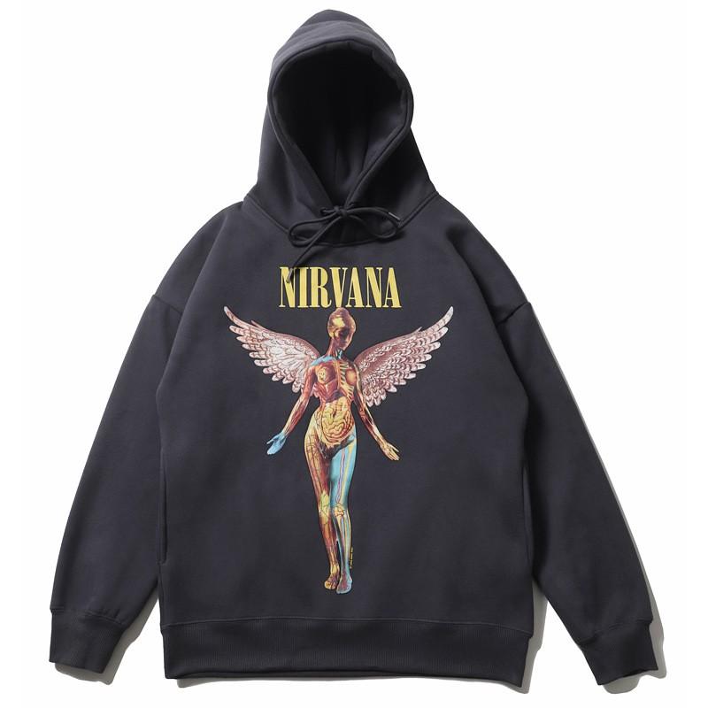 Unisex lielizmēra hūdijs ar Nirvana grupas