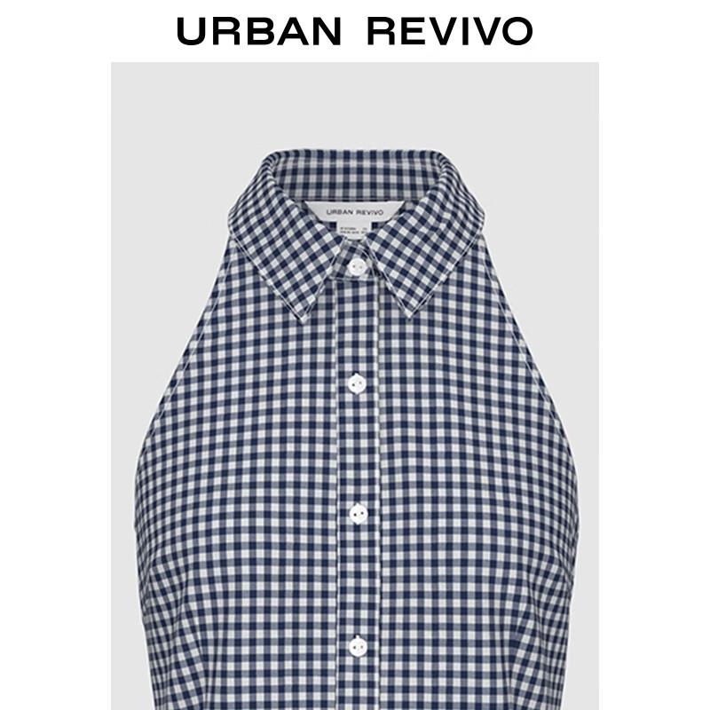 UR Women's Sleeveless Plaid Polo Collar Shirt