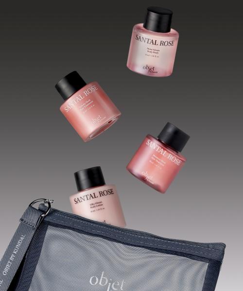 Kundal Objet Hair & Body Travel Set + Pouch Santal Rose