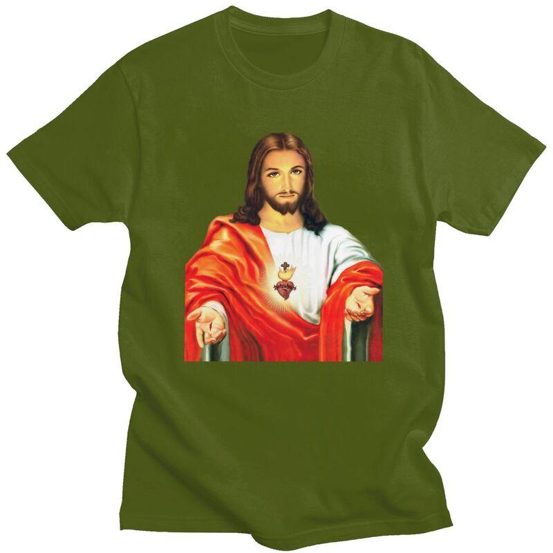 Custom Sacred Heart Of Jesus Tshirts Men Short Sleeve Leisure T Shirt Christian Catholic God Tshirt Slim Fit 100 Cotton Tee