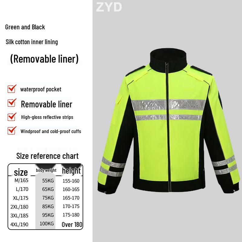 Reflective Raincoat Set for Traffic Duty and Flood Control - Men's Sanitation Labor Protection