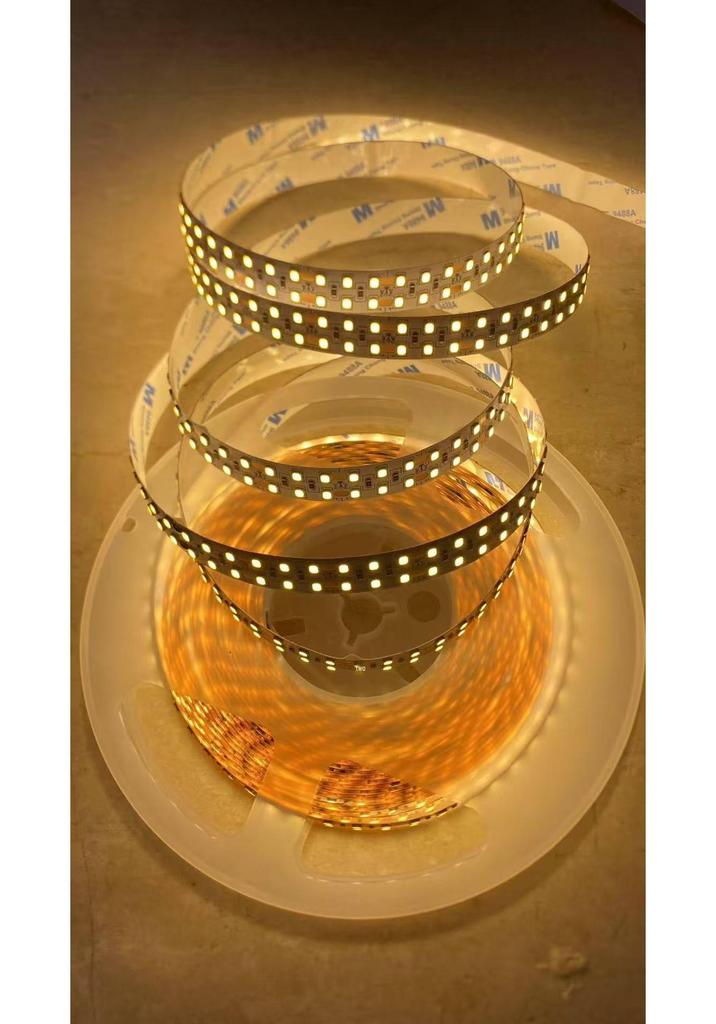 24V Double Row LED Strip Light, 240 LEDs, Self-Adhesive, 15mm Wide, High Brightness Linear Light.
