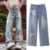 Dog Animal Jeans Women Y2K Lovely Cartoon Cowboy Pants Cute Straight Denim Trousers  Spring Autumn