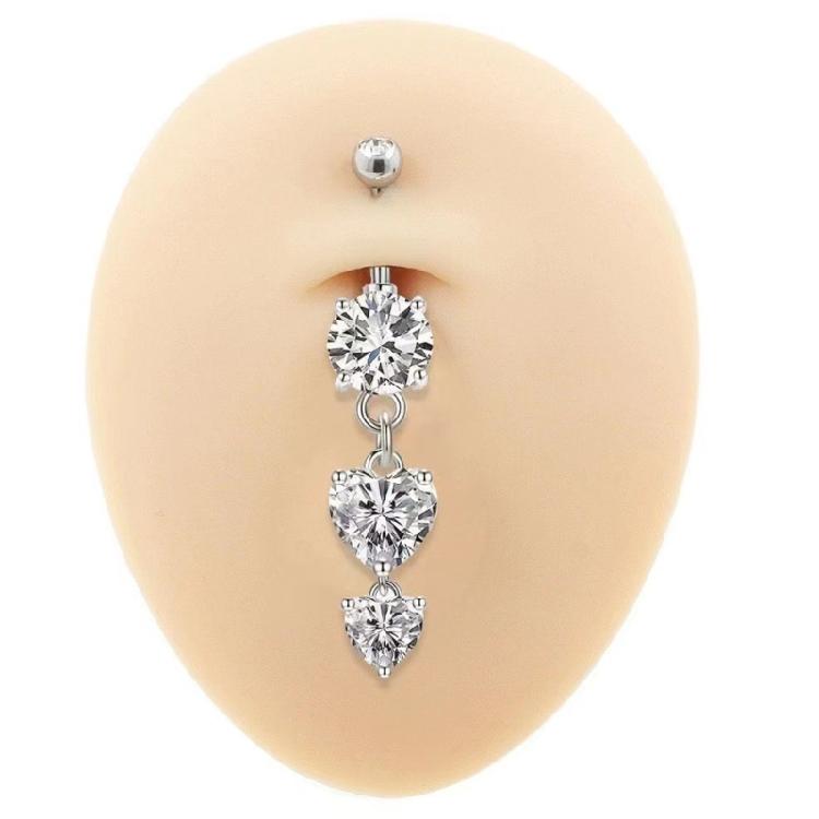 Fashionable Sterling Silver Belly Button Rings for Women Zircon Navel Dangle Body Piercing Jewelry Parties Wear