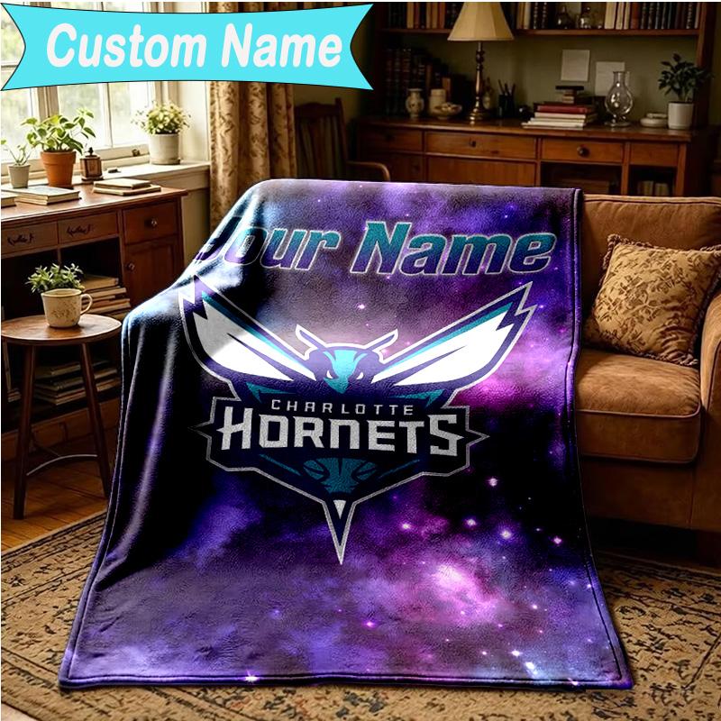 1PC Custom Name Blanket Charlotte Logo Art Flannel blankets Patterns Throw Blanket All-Season Soft Gift for Couch, Bed, Camping, Birthday gifts