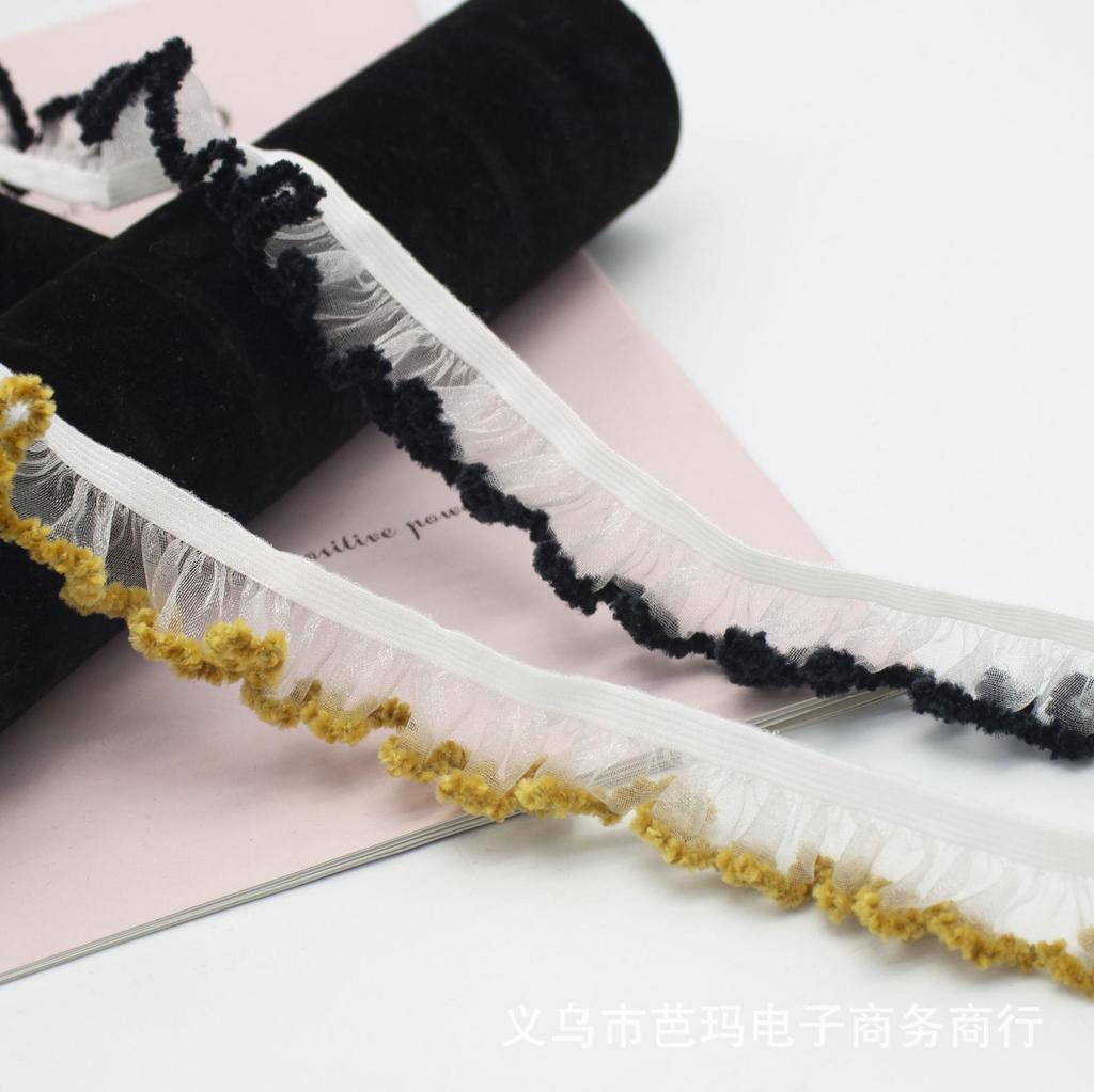 5Meters/lot 20MM Wide New Snow Silk Lace Single Skirt Edge Elastic Band Mushroom Baby Clothes Elastic Headpiece Decorative Lace