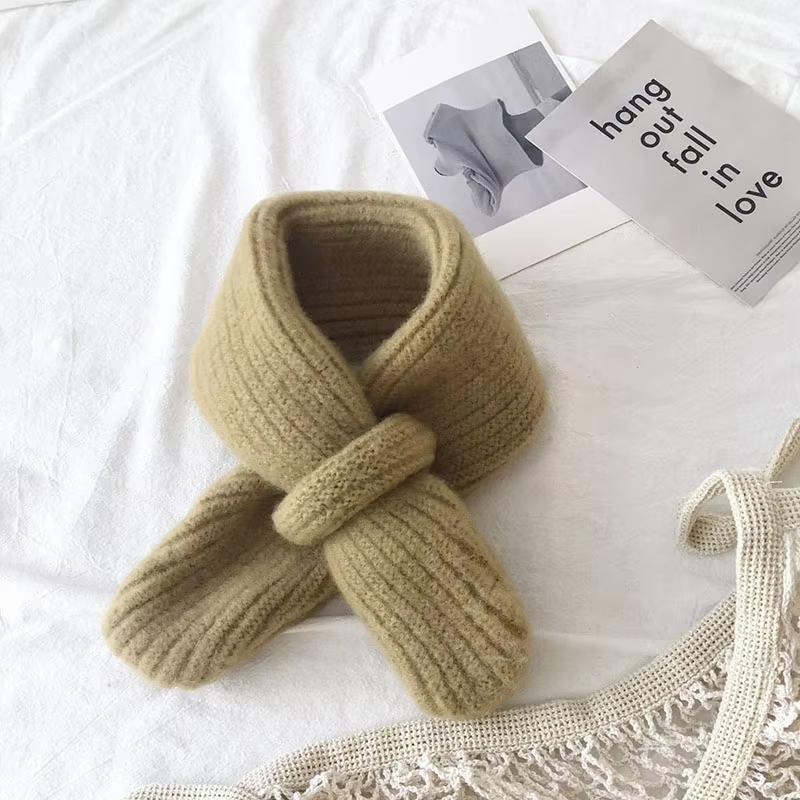 

Детский шерстяной вязаный зимний теплый шарф однотонный короткий шарф-крест воротники снуд для девочек мальчиков мягкий уличный ветрозащитный шейный платок хаки