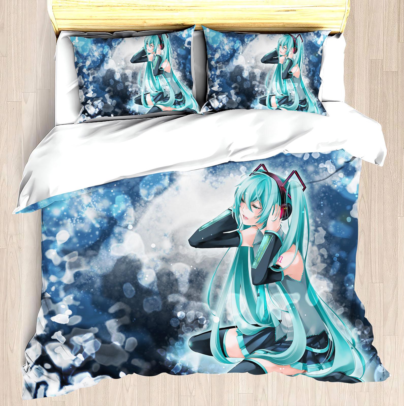 

Набір постільної білизни з ковдрою Hatsune Miku 3D Дитячий набір постільної білизни 3 предмети 1 наволочка на ковдру Розмір King 173X233CM