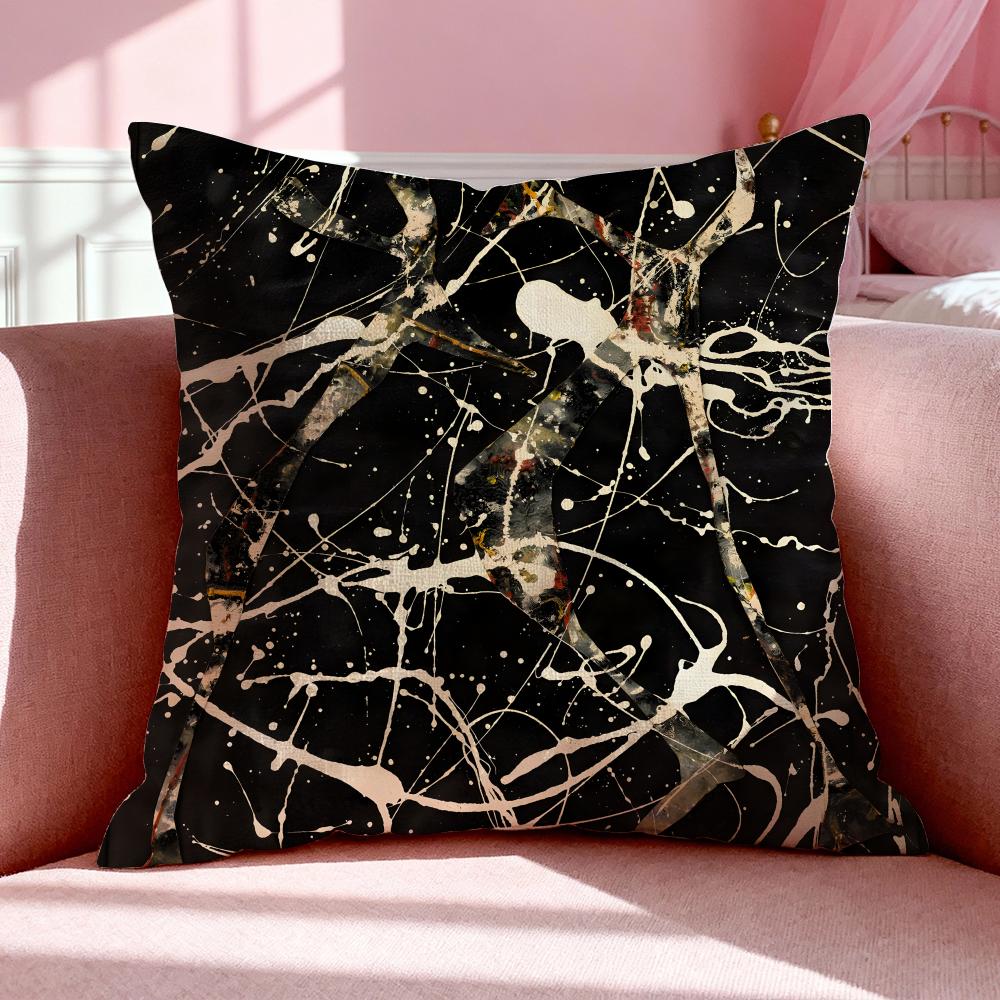 Art JJackson Pollock Art Cushion Cover Breathable Linen Pillowcase Summer Odorless EcoFriendly Invisible Zipper Washable